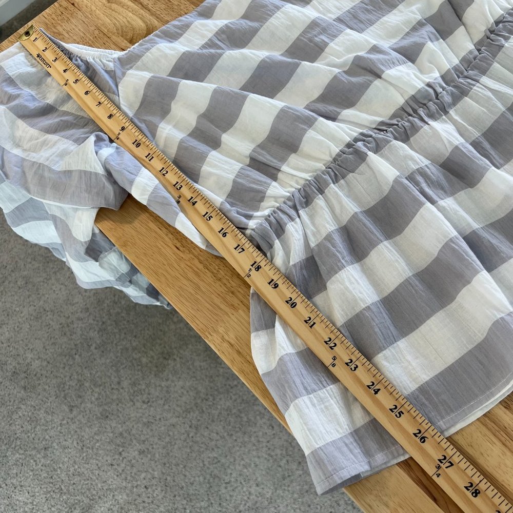 Lane Bryant Striped Off Shoulder Gray White Gathered Puff 3/4 Sleeve Size 26/28 - Picture 8 of 9